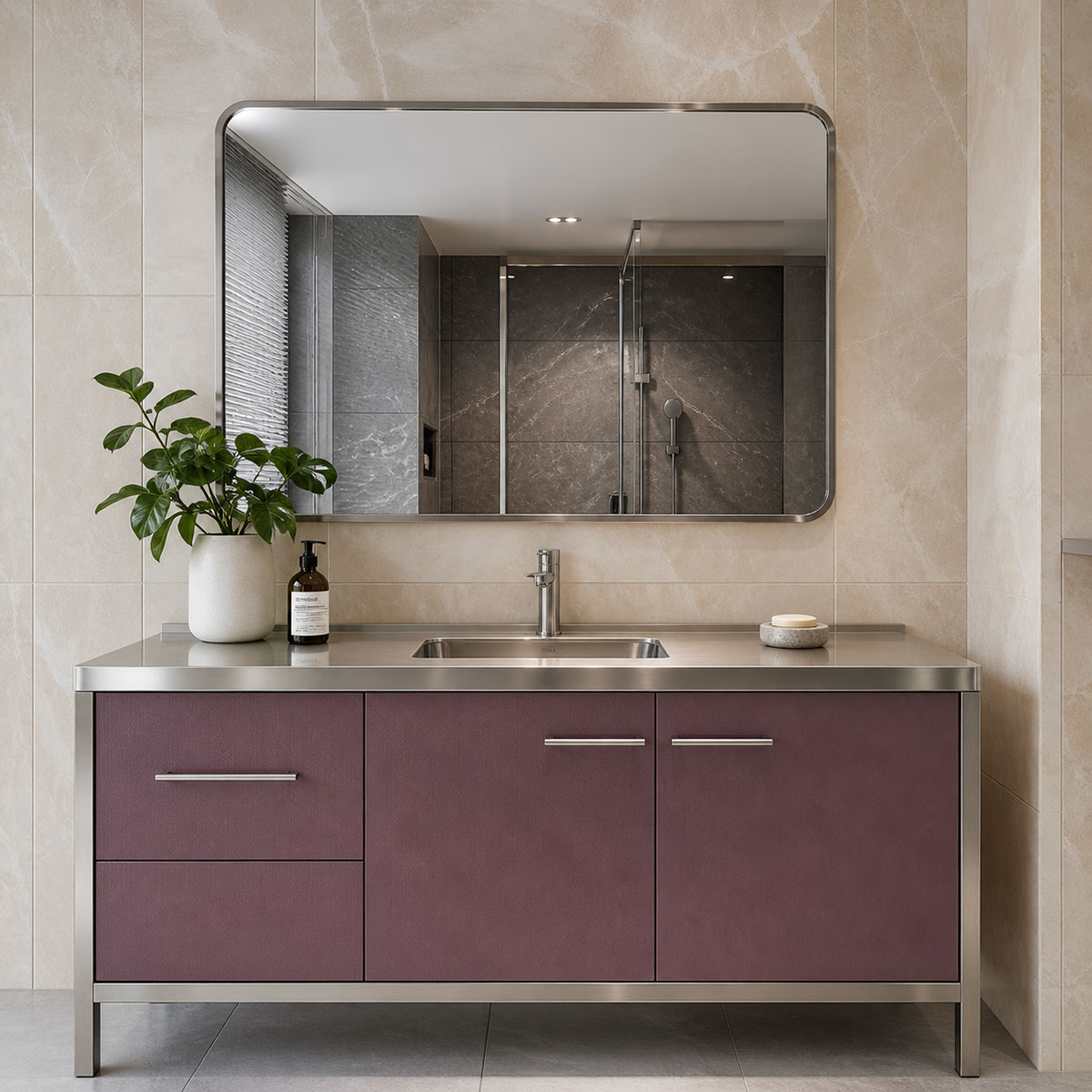 Premium stainless steel bathroom vanity